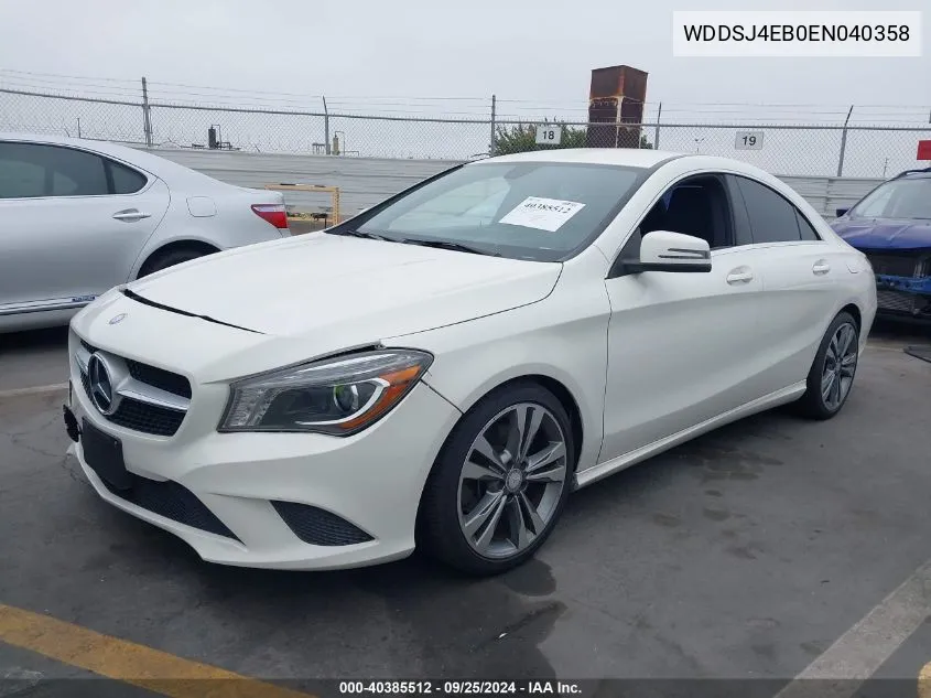 2014 Mercedes-Benz Cla 250 VIN: WDDSJ4EB0EN040358 Lot: 40385512