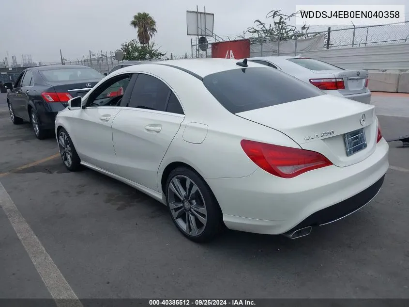 2014 Mercedes-Benz Cla 250 VIN: WDDSJ4EB0EN040358 Lot: 40385512