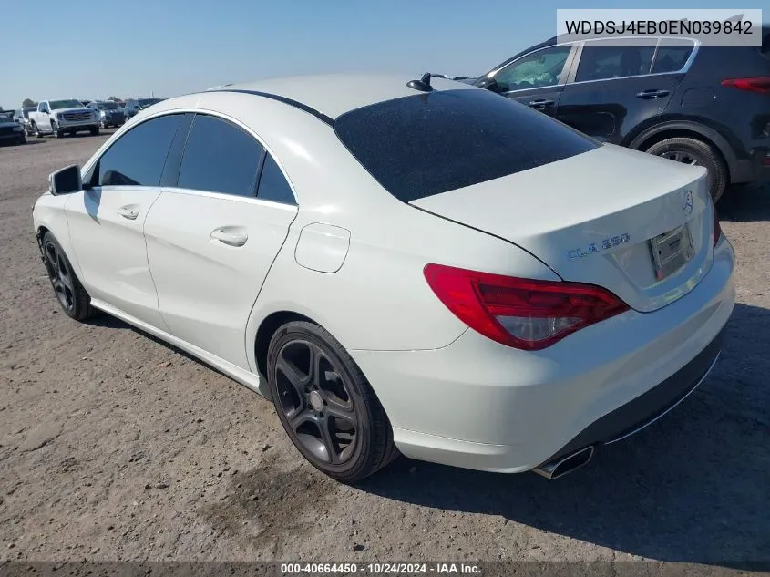 2014 Mercedes-Benz Cla 250 VIN: WDDSJ4EB0EN039842 Lot: 40664450