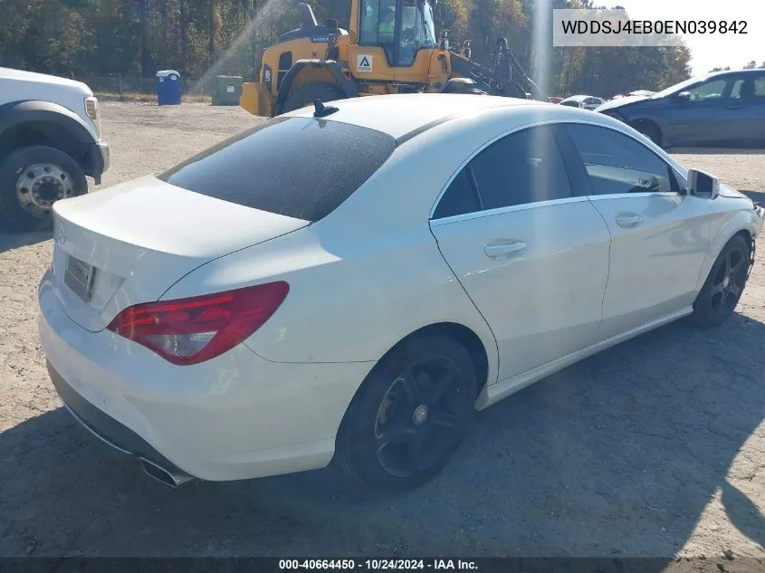 2014 Mercedes-Benz Cla 250 VIN: WDDSJ4EB0EN039842 Lot: 40664450