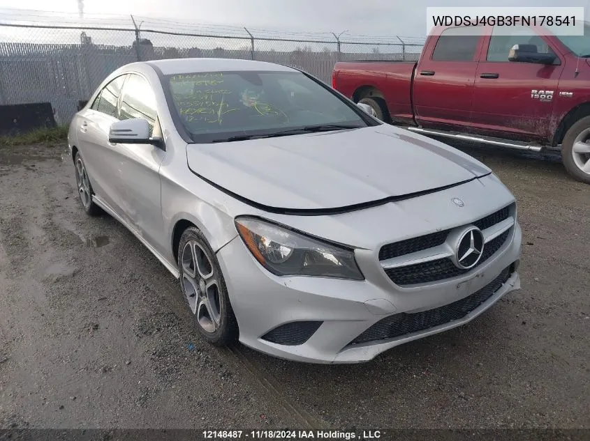 2015 Mercedes-Benz Cla VIN: WDDSJ4GB3FN178541 Lot: 12148487