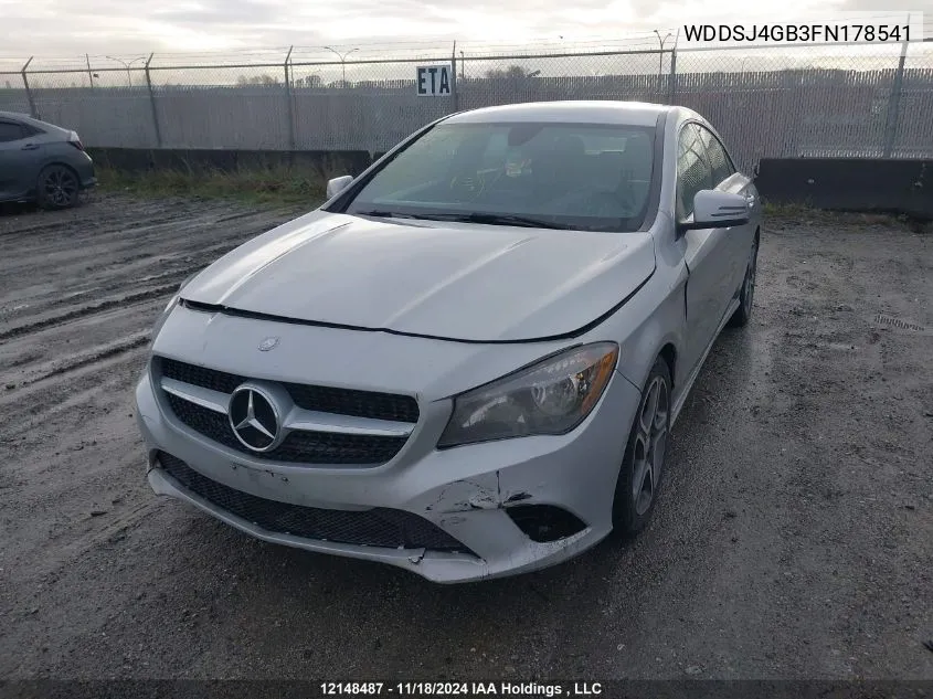 2015 Mercedes-Benz Cla VIN: WDDSJ4GB3FN178541 Lot: 12148487