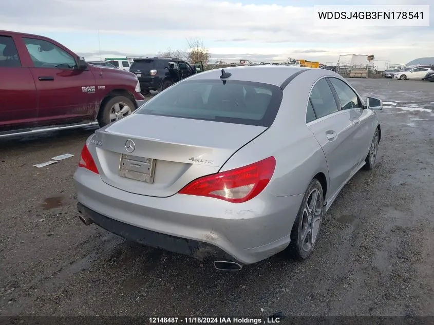 2015 Mercedes-Benz Cla VIN: WDDSJ4GB3FN178541 Lot: 12148487