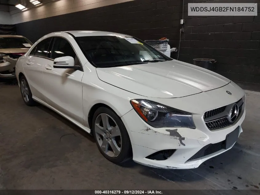 2015 Mercedes-Benz Cla 250 4Matic VIN: WDDSJ4GB2FN184752 Lot: 40316279