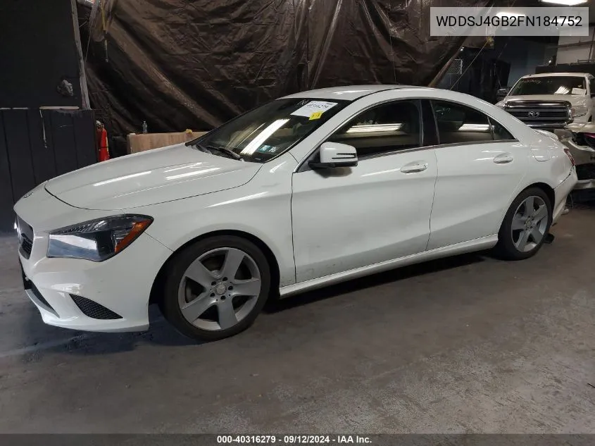 2015 Mercedes-Benz Cla 250 4Matic VIN: WDDSJ4GB2FN184752 Lot: 40316279