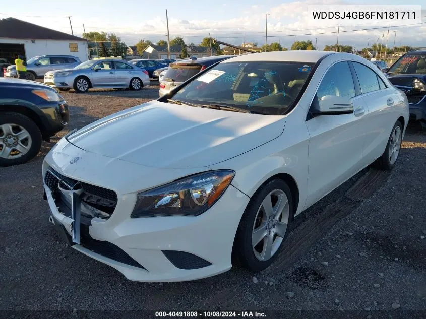 2015 Mercedes-Benz Cla 250 4Matic VIN: WDDSJ4GB6FN181711 Lot: 40491808