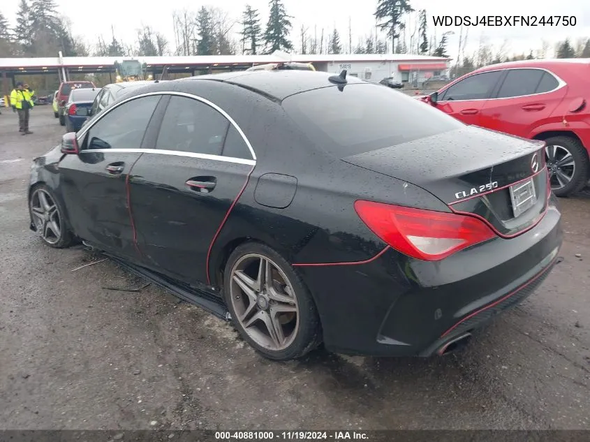 2015 Mercedes-Benz Cla 250 VIN: WDDSJ4EBXFN244750 Lot: 40881000