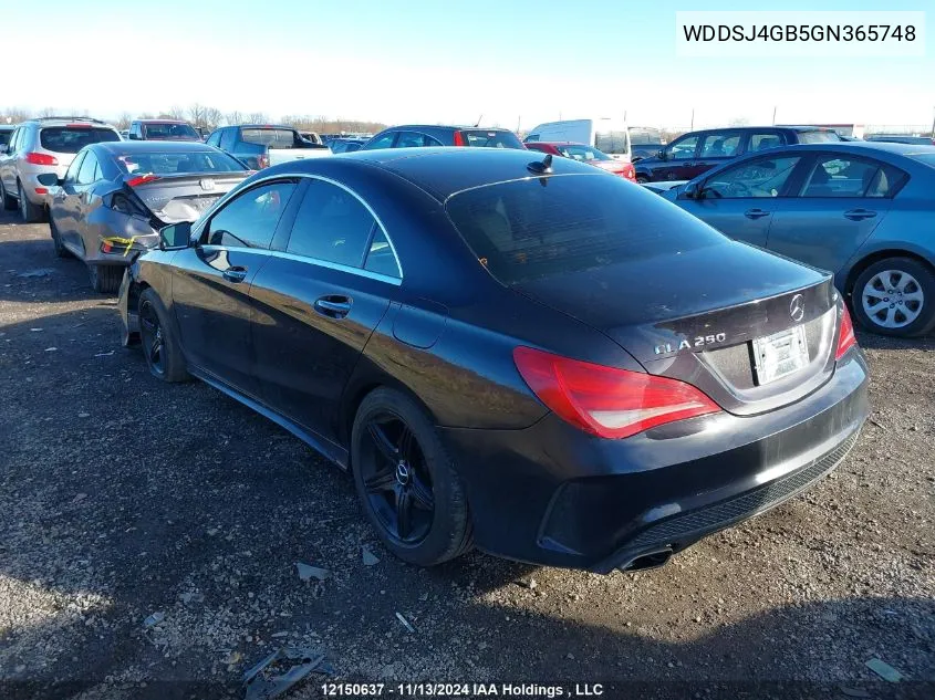 2016 Mercedes-Benz Cla VIN: WDDSJ4GB5GN365748 Lot: 12150637