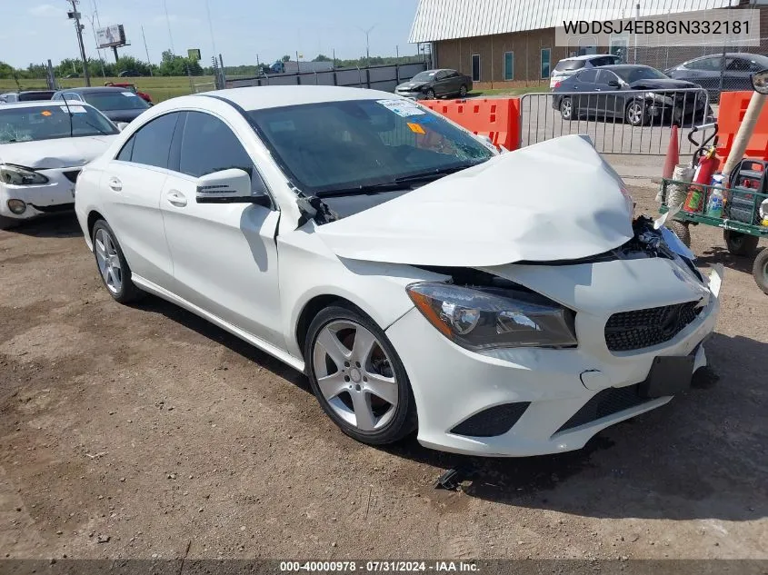 2016 Mercedes-Benz Cla 250 VIN: WDDSJ4EB8GN332181 Lot: 40000978