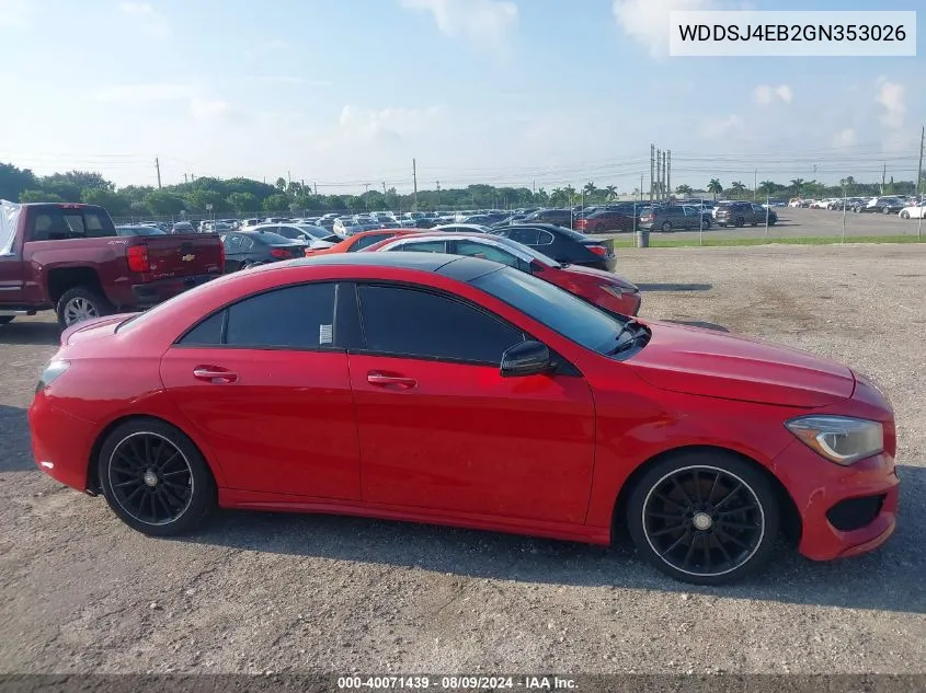 2016 Mercedes-Benz Cla 250 VIN: WDDSJ4EB2GN353026 Lot: 40071439