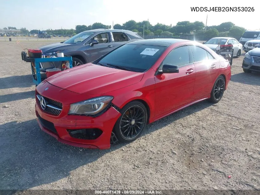 2016 Mercedes-Benz Cla 250 VIN: WDDSJ4EB2GN353026 Lot: 40071439