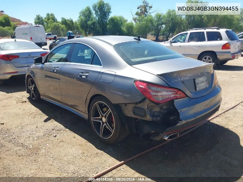 2016 Mercedes-Benz Cla 250 4Matic VIN: WDDSJ4GB3GN394455 Lot: 40134205