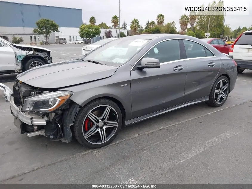 2016 Mercedes-Benz Cla 250 VIN: WDDSJ4EB2GN353415 Lot: 40332260