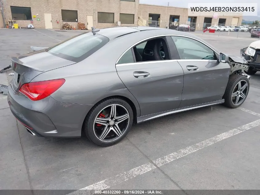 2016 Mercedes-Benz Cla 250 VIN: WDDSJ4EB2GN353415 Lot: 40332260