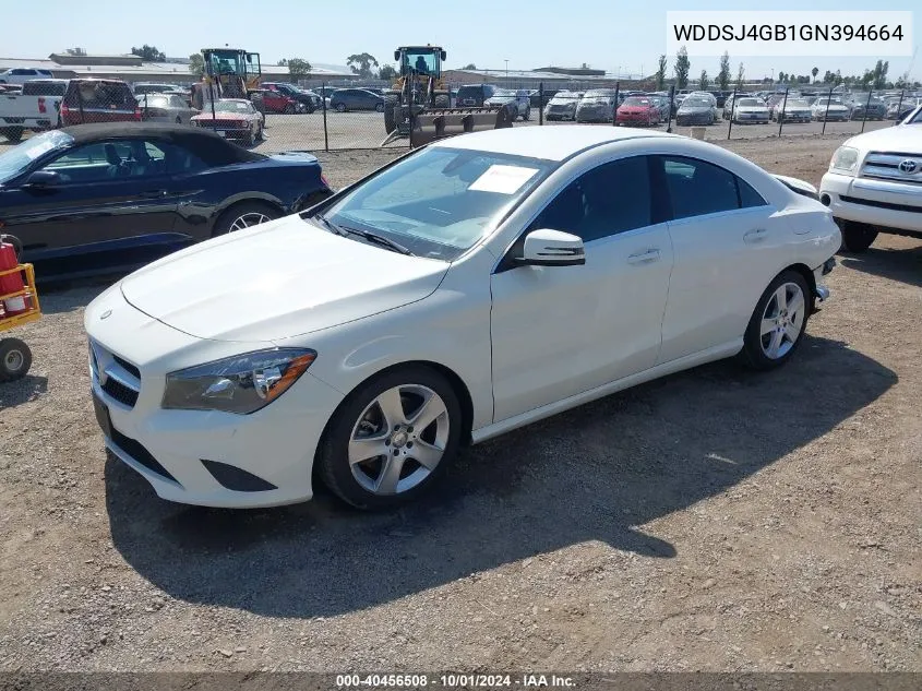 2016 Mercedes-Benz Cla 250 4Matic VIN: WDDSJ4GB1GN394664 Lot: 40456508