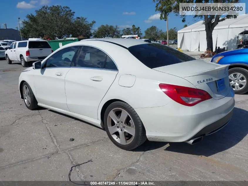 2016 Mercedes-Benz Cla 250 VIN: WDDSJ4EB9GN334280 Lot: 40747249