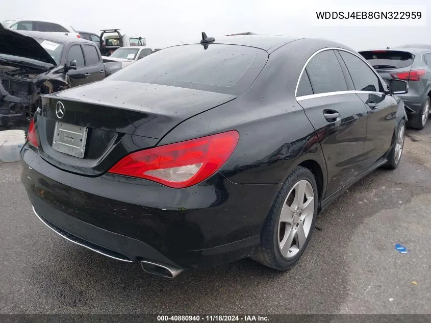 2016 Mercedes-Benz Cla 250 VIN: WDDSJ4EB8GN322959 Lot: 40880940