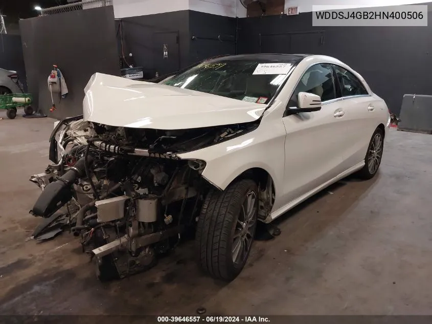 2017 Mercedes-Benz Cla 250 4Matic VIN: WDDSJ4GB2HN400506 Lot: 39646557