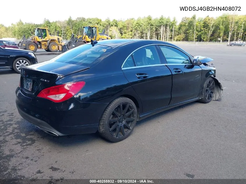 2017 Mercedes-Benz Cla 250 4Matic VIN: WDDSJ4GB2HN408072 Lot: 40255932