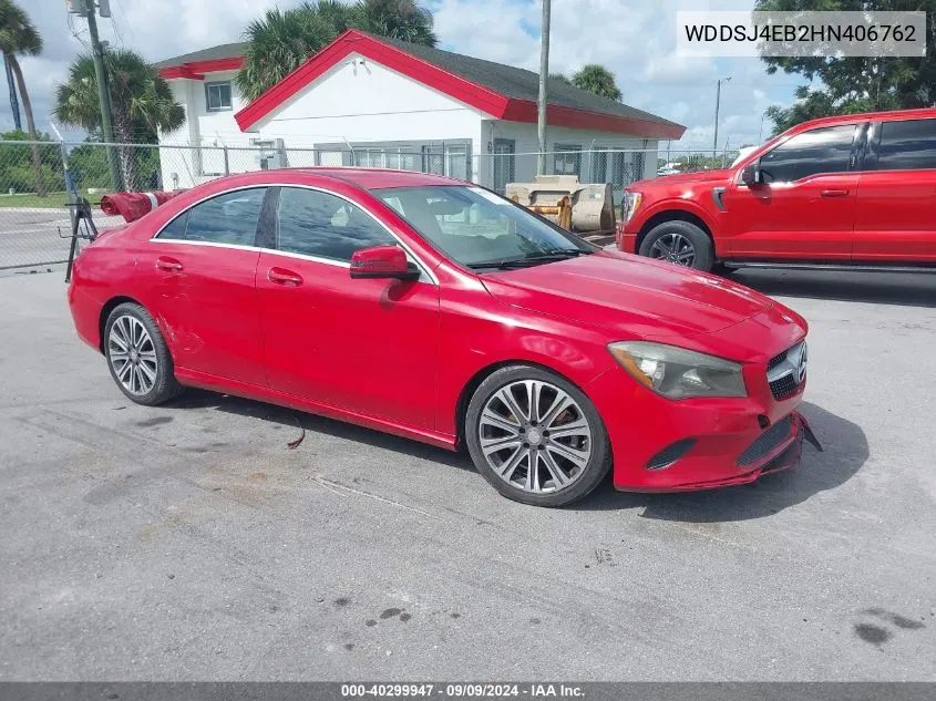 2017 Mercedes-Benz Cla 250 VIN: WDDSJ4EB2HN406762 Lot: 40299947