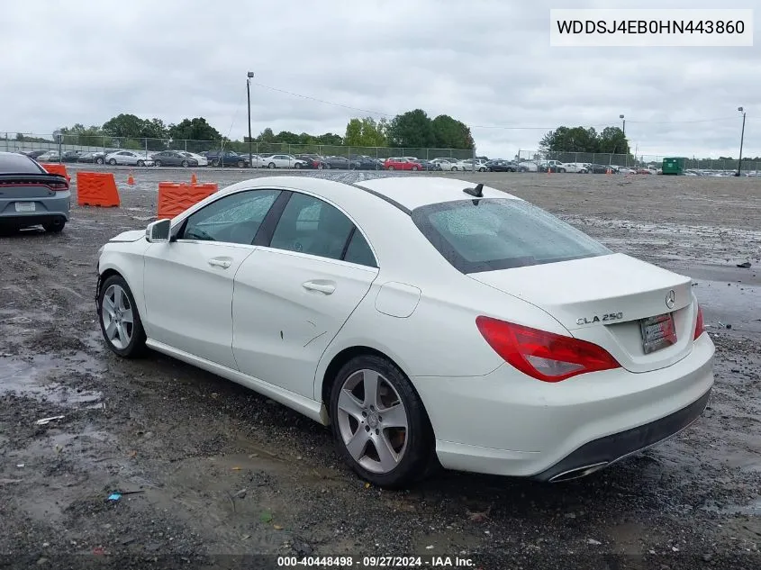 2017 Mercedes-Benz Cla 250 VIN: WDDSJ4EB0HN443860 Lot: 40448498