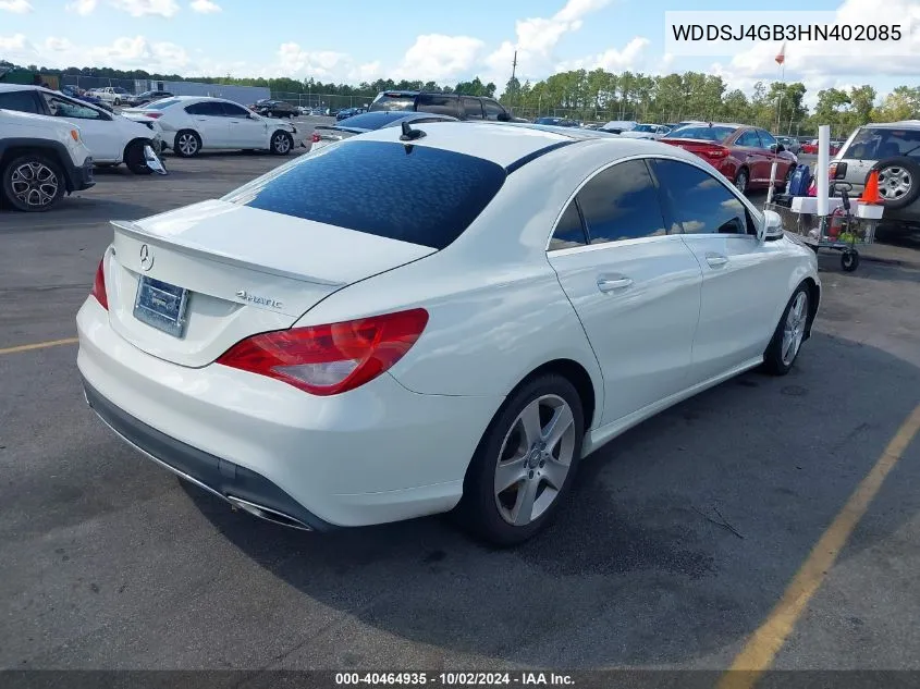 2017 Mercedes-Benz Cla 250 4Matic VIN: WDDSJ4GB3HN402085 Lot: 40464935