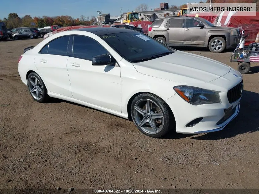 2017 Mercedes-Benz Cla 250 VIN: WDDSJ4EB5HN398981 Lot: 40704522