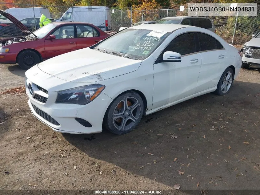 2017 Mercedes-Benz Cla 250 4Matic VIN: WDDSJ4GB0HN404831 Lot: 40768928