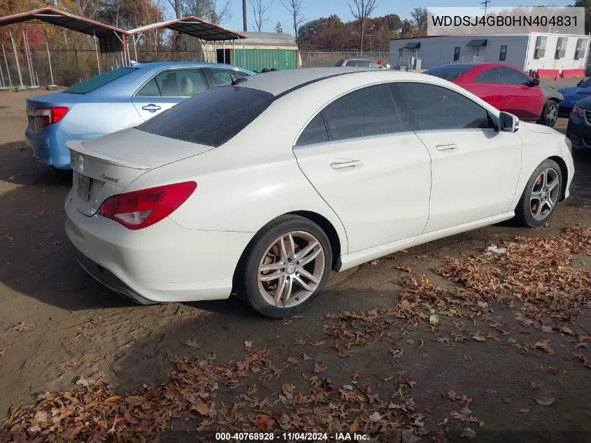 2017 Mercedes-Benz Cla 250 4Matic VIN: WDDSJ4GB0HN404831 Lot: 40768928