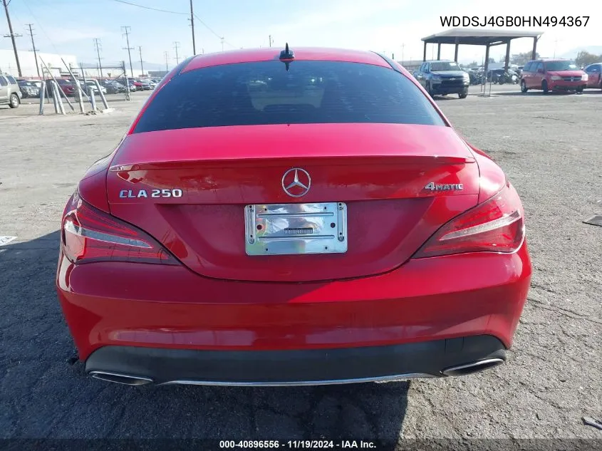 2017 Mercedes-Benz Cla 250 4Matic VIN: WDDSJ4GB0HN494367 Lot: 40896556