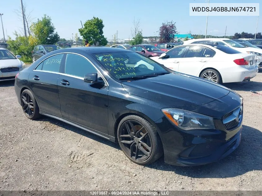 2018 Mercedes-Benz Cla VIN: WDDSJ4GB8JN674721 Lot: 12073557