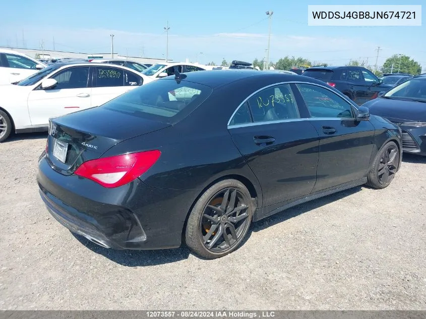 2018 Mercedes-Benz Cla VIN: WDDSJ4GB8JN674721 Lot: 12073557