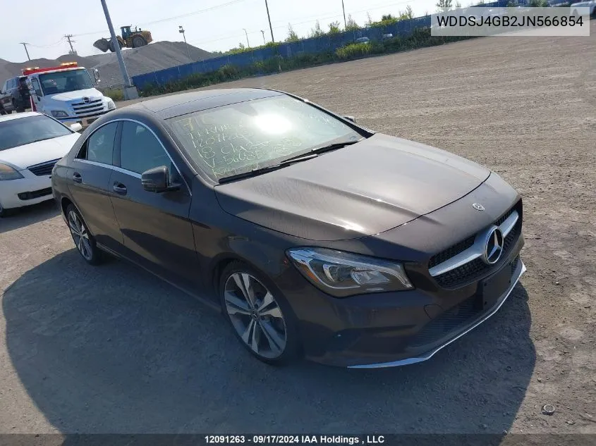 2018 Mercedes-Benz Cla 250 4Matic VIN: WDDSJ4GB2JN566854 Lot: 12091263