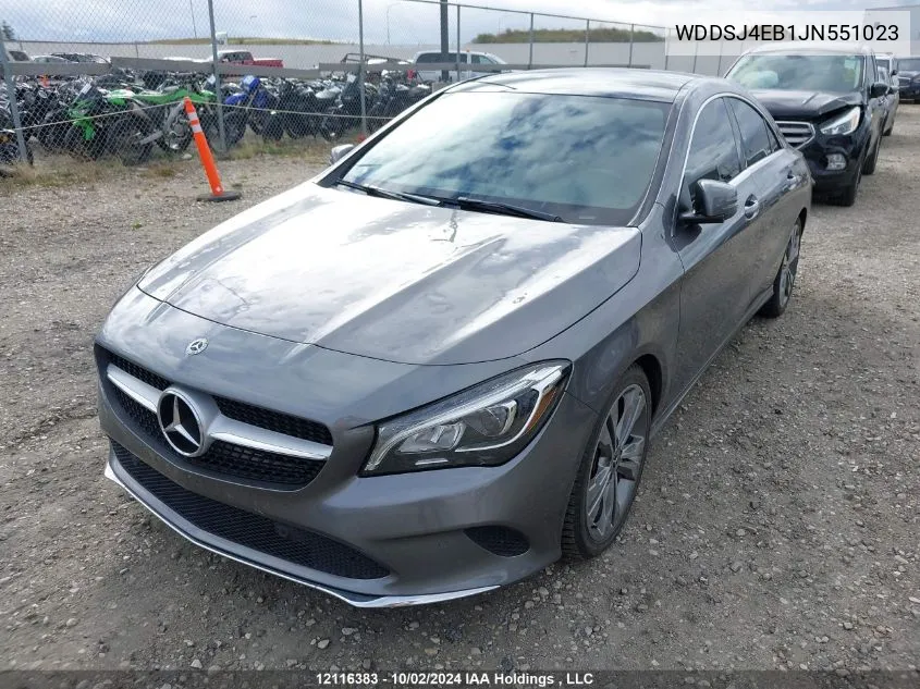 2018 Mercedes-Benz Cla VIN: WDDSJ4EB1JN551023 Lot: 12116383