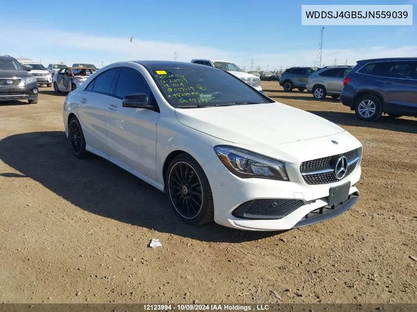 2018 Mercedes-Benz Cla VIN: WDDSJ4GB5JN559039 Lot: 12123994