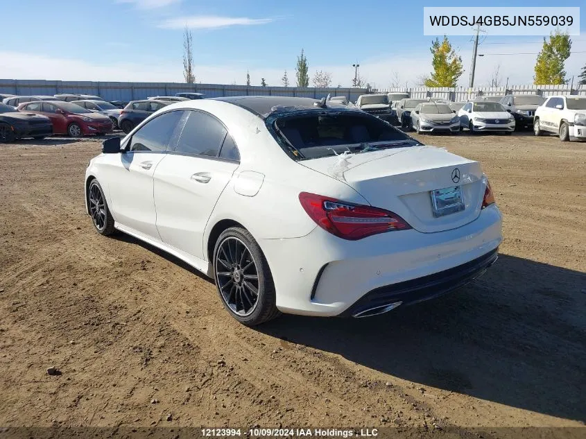 2018 Mercedes-Benz Cla VIN: WDDSJ4GB5JN559039 Lot: 12123994