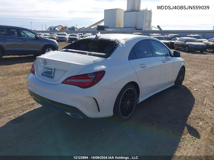 2018 Mercedes-Benz Cla VIN: WDDSJ4GB5JN559039 Lot: 12123994