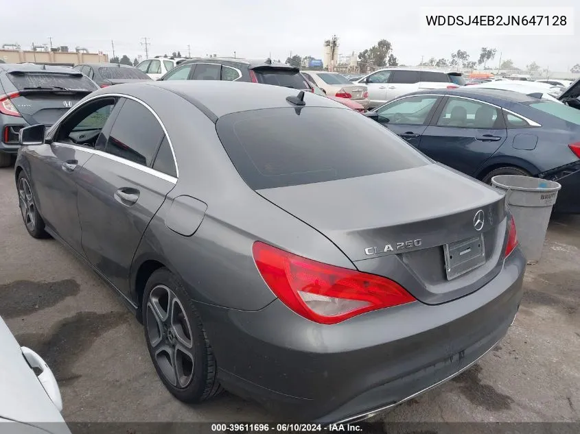 2018 Mercedes-Benz Cla 250 VIN: WDDSJ4EB2JN647128 Lot: 39611696