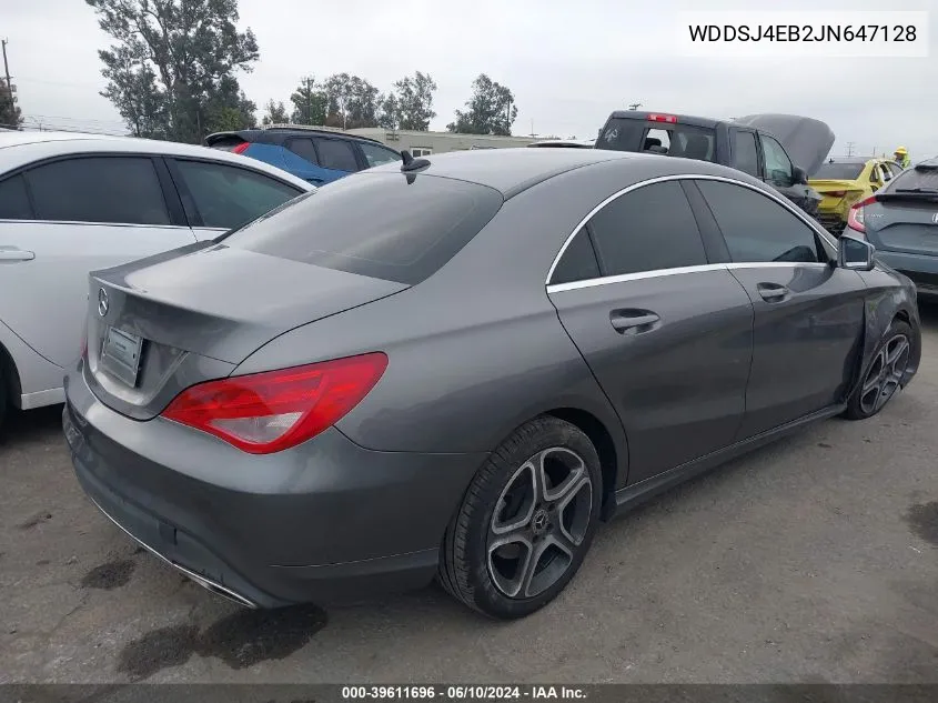 2018 Mercedes-Benz Cla 250 VIN: WDDSJ4EB2JN647128 Lot: 39611696