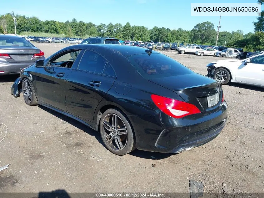 2018 Mercedes-Benz Cla 250 4Matic VIN: WDDSJ4GB0JN650686 Lot: 40000510