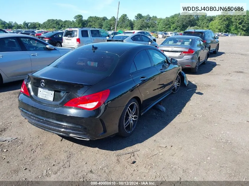 2018 Mercedes-Benz Cla 250 4Matic VIN: WDDSJ4GB0JN650686 Lot: 40000510