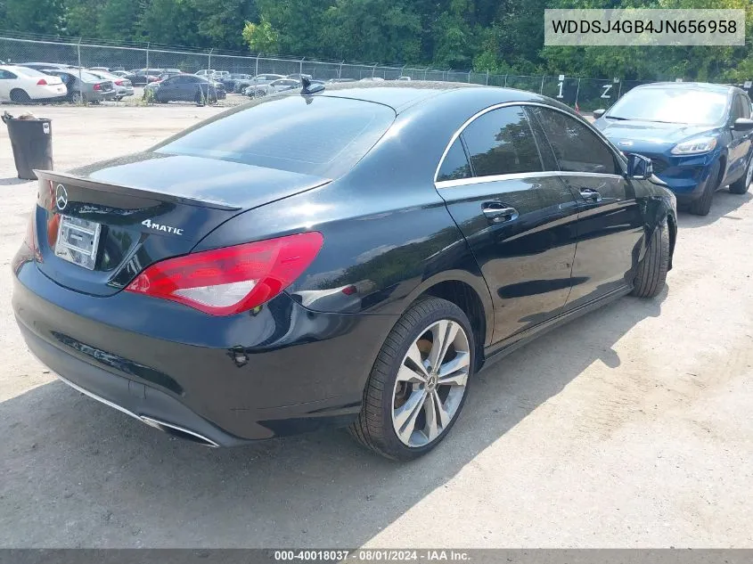 2018 Mercedes-Benz Cla 250 4Matic VIN: WDDSJ4GB4JN656958 Lot: 40018037