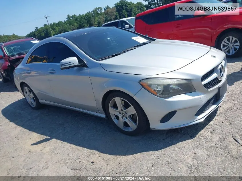 2018 Mercedes-Benz Cla 250 4Matic VIN: WDDSJ4GB8JN539867 Lot: 40151905