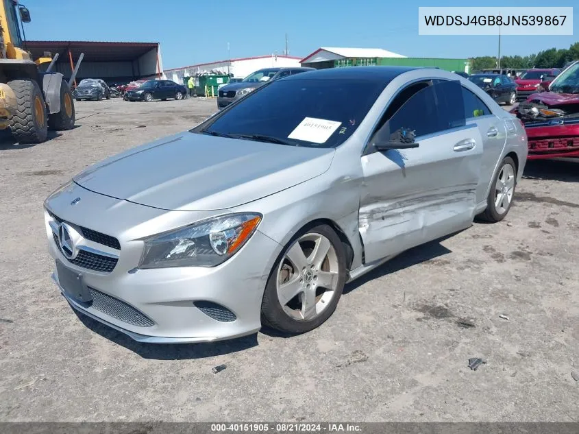 2018 Mercedes-Benz Cla 250 4Matic VIN: WDDSJ4GB8JN539867 Lot: 40151905