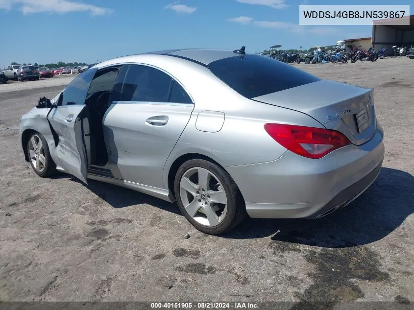 2018 Mercedes-Benz Cla 250 4Matic VIN: WDDSJ4GB8JN539867 Lot: 40151905