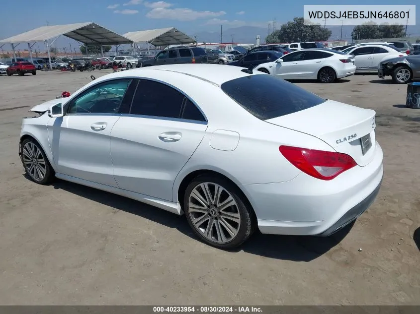 2018 Mercedes-Benz Cla 250 VIN: WDDSJ4EB5JN646801 Lot: 40233954