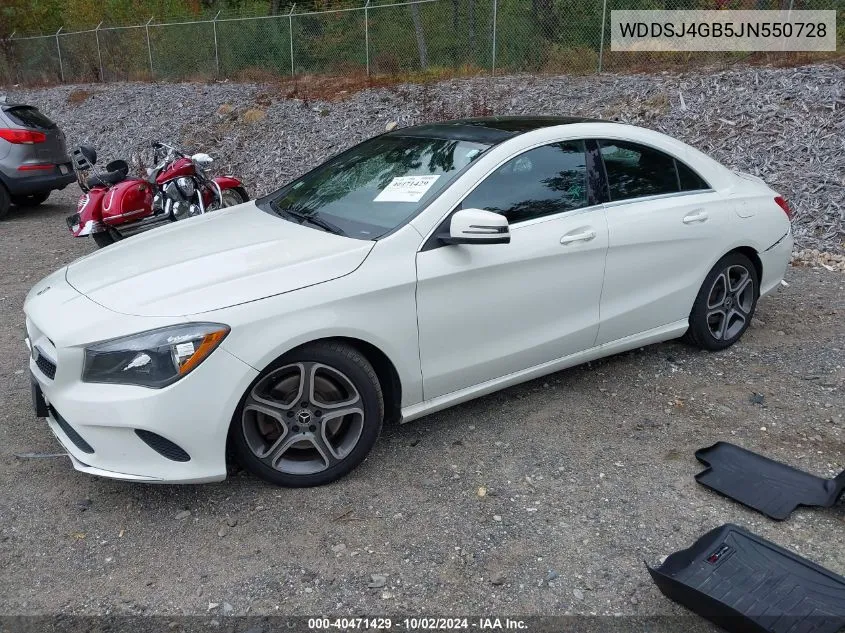 2018 Mercedes-Benz Cla 250 4Matic VIN: WDDSJ4GB5JN550728 Lot: 40471429