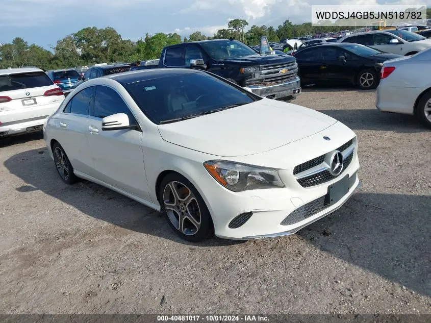 2018 Mercedes-Benz Cla 250 4Matic VIN: WDDSJ4GB5JN518782 Lot: 40481017