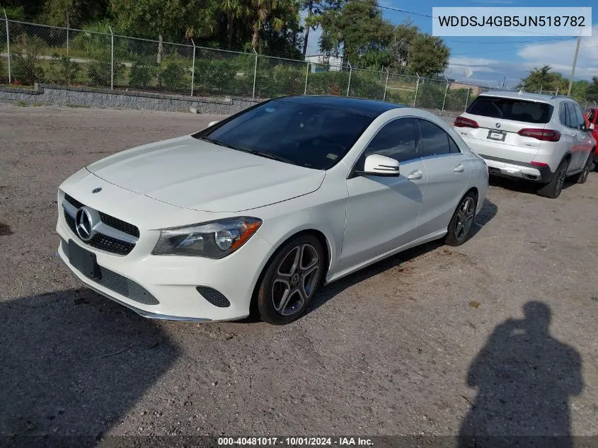 2018 Mercedes-Benz Cla 250 4Matic VIN: WDDSJ4GB5JN518782 Lot: 40481017