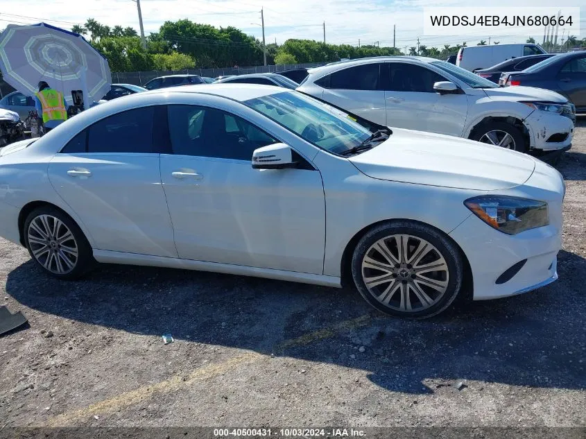 2018 Mercedes-Benz Cla 250 VIN: WDDSJ4EB4JN680664 Lot: 40500431